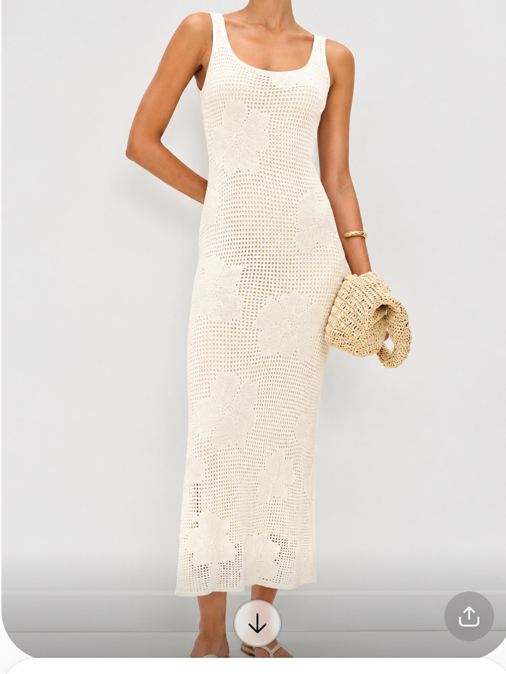 Z Supply praya fleur crochet maxi dress in ivory natural dress